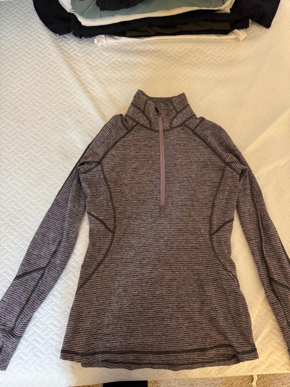 Quarter-Zip Athletic Pullover in Heathered Mauve